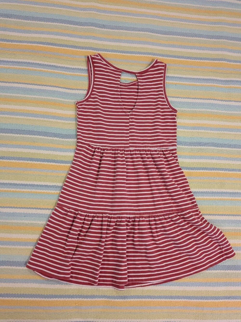 Old Navy dark pink / white striped tiered tank dress 6/7